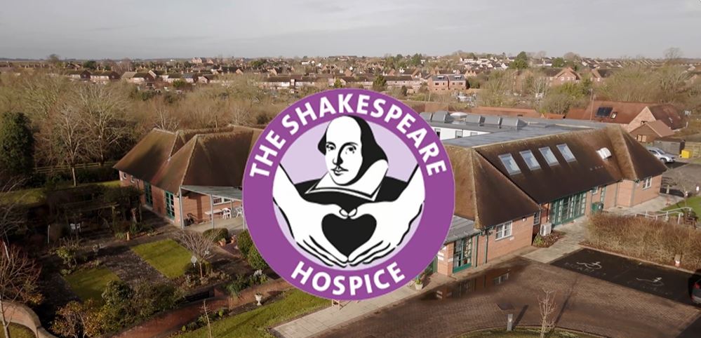 Shakespeare Hospice logo overlaying building
