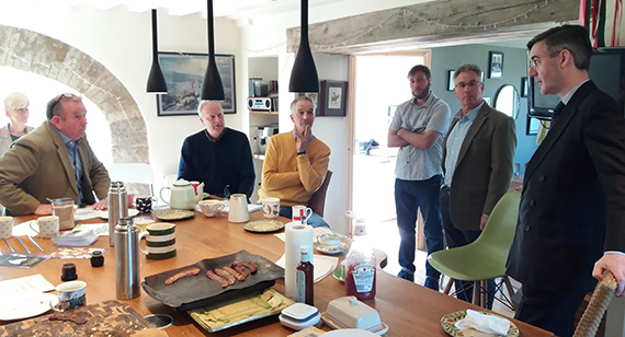 North East Somerset Jacob Rees-Mogg at a meeting with local farmers