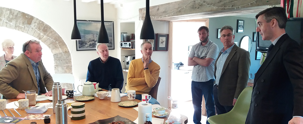 North East Somerset Jacob Rees-Mogg at a meeting with local farmers