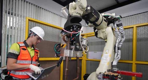 man with machine
