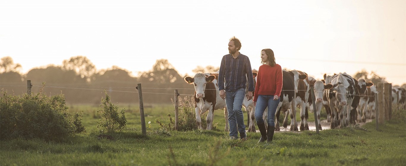 couple on a dairy farm