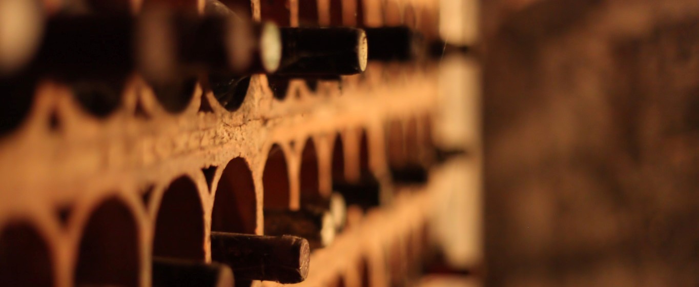 bottles of wine in a rack