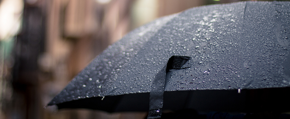 Umbrella with raindrops on it