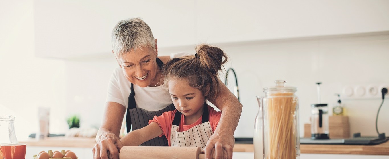 granny and grandchild baking