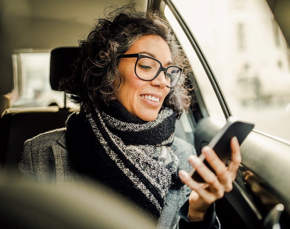 lady looking at a mobile