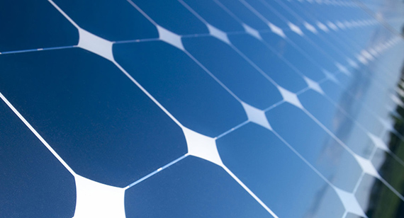Landscape reflecting in solar panels